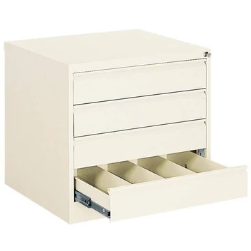 Iratszekrény az A6 fájlok függesztéséhez - vízszintes, 4 fiók, 4 kétirányú sín, ma x sz x mé: 715x775x630 mm, színes fehér RAL9010