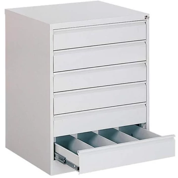 Iratszekrény az A6 fájlok függesztéséhez - vízszintes, 6 fiók, 4 kétirányú sín, ma x sz x mé: 1000x775x630 mm, szín szürke RAL7035