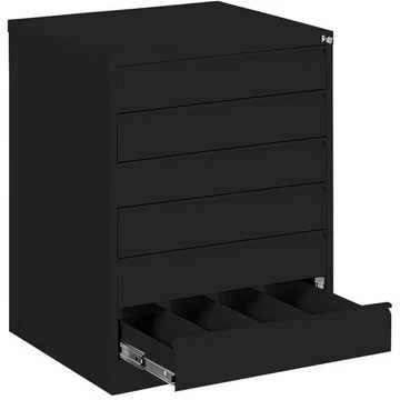 Iratszekrény az A6 fájlok függesztéséhez - vízszintes, 6 fiók, 4 két sín, ma x sz x mé: 1000x775x630 mm, szín: fekete RAL9005