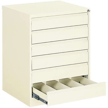 Iratszekrény az A6 fájlok függesztéséhez - vízszintes, 6 fiók, 4 két sín, ma x sz x mé: 1000x775x630 mm, színes fehér RAL9010