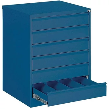 Iratszekrény az A6 fájlok függesztéséhez - vízszintes, 6 fiók, 4 két sín, ma x sz x mé: 1000x775x630 mm, kék színű RAL5010