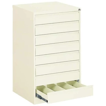 Iratszekrény az A6 fájlok függesztéséhez - vízszintes, 8 fiók, 4 kétirányú sín, ma x sz x mé: 1285x775x630 mm, színes fehér RAL9010