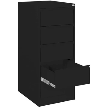 Iratszekrény az A5 fájlok függesztéséhez vízszintesen, 5 fiók, 2 két sín, ma x sz x mé: 1285x545x630 mm, szín: fekete RAL9005
