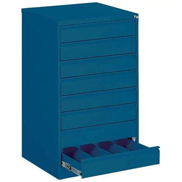 Iratszekrény az A6 fájlok függesztéséhez - vízszintes, 8 fiók, 4 kétirányú sín, ma x sz x mé: 1285x775x630 mm, kék színű RAL5010