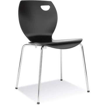 CAFE kantinszék, acélcső váz, krómozott, rétegelt lemez kagylóülés, fekete színű