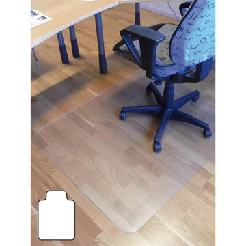 Padlóvédő lap kemény padlóhoz, 0,9x1,2 m, téglalap középen kinyúlással, átlátszó