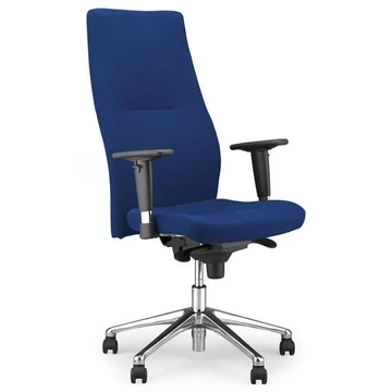 ORLANDO profi irodai forgószék magas háttámlával és kartámaszokkal, krómozott acél talppal, Oban kárpit - kék