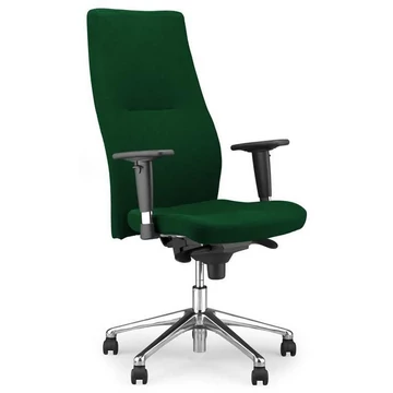 ORLANDO profi irodai forgószék magas háttámlával és kartámaszokkal, krómozott acél talppal, Oban kárpit - sötétzöld