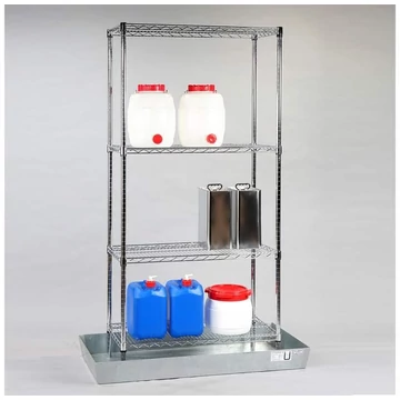 Acélhuzal MESH felfogótálcával 60L, ma x sz x mé: 1900x920x460 mm, 4 polc á 200 kg