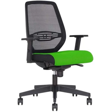 NEOS irodai forgószék, fekete keret, hálós háttámla, az üléshuzat zöld