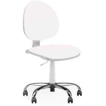 SMART laboratóriumi forgószék, görgőkkel, kartámaszok nélkül, fehér szintetikus bőr
