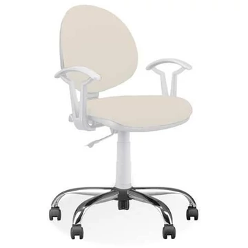 SMART laboratóriumi forgószék görgőkkel és kartámaszokkal, elefántcsont műbőrrel