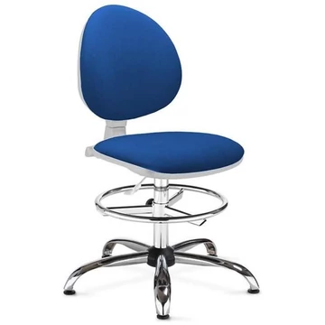 SMART laboratóriumi forgószék, magas kivitel, lábtartó gyűrűvel, szövethuzat kék