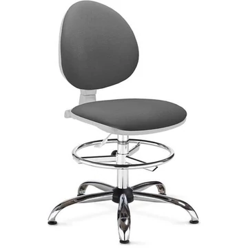 SMART laboratóriumi forgószék, magas kivitel, lábtartó gyűrűvel, világosszürke szövethuzattal