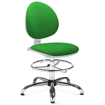 SMART laboratóriumi forgószék, magas kivitel, lábtartó gyűrűvel, zöld szövetborítással