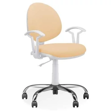 SMART laboratóriumi forgószék görgőkkel és kartámaszokkal, bézs műbőr