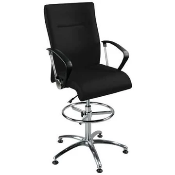 NEO munkahelyi forgószék, csúcsmodell, magas kivitel, lábtartó gyűrűvel és kartámaszokkal, szövethuzat - fekete