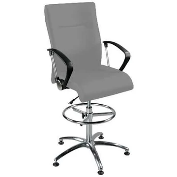 NEO munkahelyi forgószék, csúcsmodell, magas kivitel, lábtartó gyűrűvel és kartámaszokkal, szövetborítás - világosszürke