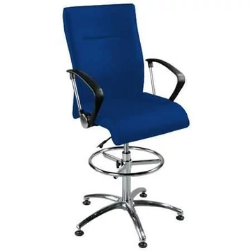 NEO munkahelyi forgószék, csúcsmodell, magas kivitel, lábtartó gyűrűvel és kartámaszokkal, szövethuzat - kék