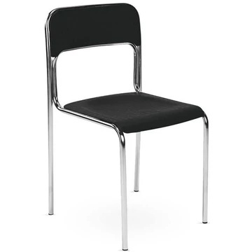 CORTINA étkező szék, krómozott acél acél keret, műanyag színű fekete, 6 darabos csomag.