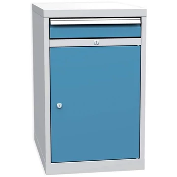 Asztallap alatti szekrény munkapadokhoz, 1 fiók, szürke RAL7035 / kék RAL5012