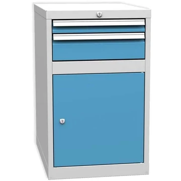 Asztallap alatti szekrény munkapadokhoz, 2 fiók, szürke RAL7035 / kék RAL5012