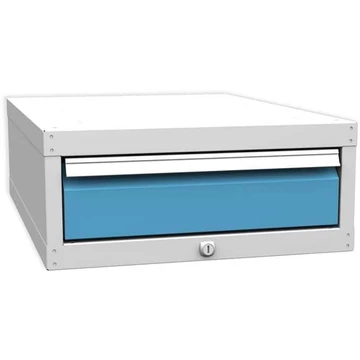 Függő, asztallap alatti szekrény munkapadokhoz, 1 fiók, szürke RAL7035 / kék RAL5012