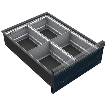 Horganyzott lemezből készült fiókelválasztók, 2 x 2, 150-240 mm fiókmagassághoz