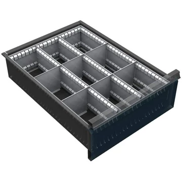 Horganyzott lemezből készült fiókelválasztók, 3x3, 150-240 mm fiókmagassághoz
