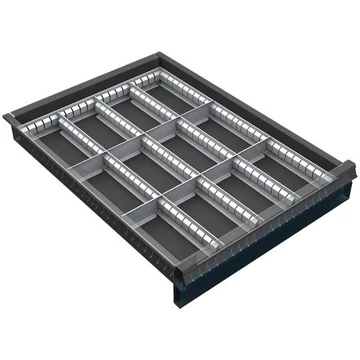Horganyzott lemezből készült fiókosztók, 4x3, 60-120 mm fiókmagasságokhoz
