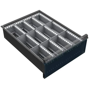 Horganyzott lemezből készült fiókosztók, 4x3, 150-240 mm fiókmagasságokhoz