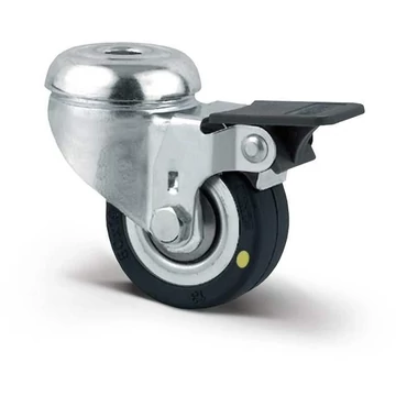 Beálló szállítógörgő fékkel, villamosan vezetőképes, csavarlyukkal, teherbírása 40 kg