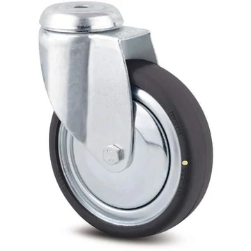 Szállító beálló görgő, elektromosan vezetőképes, hátsó furattal, teherbírása 55 kg