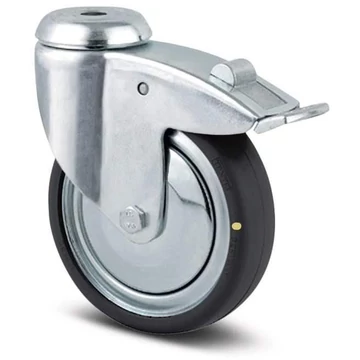 Beálló szállítógörgő fékkel, elektromosan vezetőképes, csavarlyukkal, teherbírása 100 kg