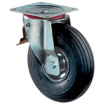 Beálló szállítógörgő fékkel, gumiabroncsokkal, átm. 200 mm, teherbírás 75 kg