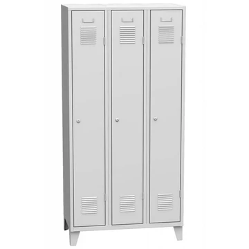 Szekrény, hegesztett, 3 x 300 mm, az ajtó színe szürke RAL7035, csapos lábakkal