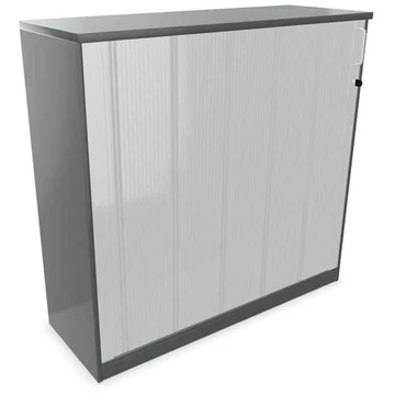 Irodai szekrény - lamellás ajtó, ma x sz x mé: 1155 x 1200 x 445 mm, színe sötétszürke