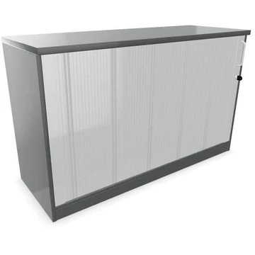 Irodai szekrény - lamellás ajtó, ma x sz x mé: 740 x 1200 x 445 mm, színe sötétszürke