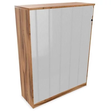 Irodai szekrény - lamellás ajtó, ma x sz x mé: 1545 x 1200 x 445 mm, dió színű