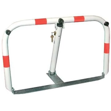 Dönthető parkolórúd, fehérre festve, szélessége 800 mm