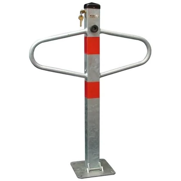 Dönthető parkolóoszlop konzolokkal, tűzihorganyzott, háromszög alakú zárral