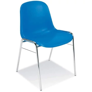 BETA műanyag kagylóüléses szék, krómozott acél váz, kék színű