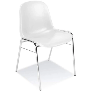 BETA műanyag kagylóüléses szék, krómozott acélcső váz, fehér színű