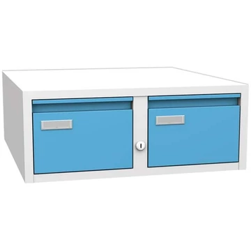 Kétfiókos kartotékszekrény, A5 formátum, ma x sz x mé: 217x560x600 mm, szín szürke RAL7035 / kék RAL5012