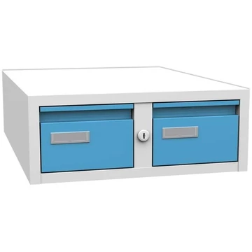 Kétfiókos irattartó szekrény, A6 formátum, ma x sz x mé: 187x438x600 mm, szín szürke RAL7035 / kék RAL5012