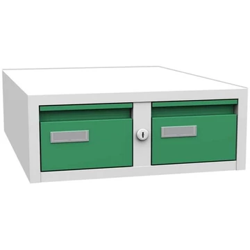 Kétfiókos irattartó szekrény, A6 formátum, ma x sz x mé: 187x438x600 mm, szín szürke RAL7035 / zöld RAL6024