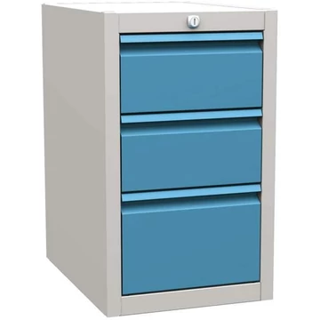 Asztallap alatti szekrény, 3 fiók, magasság 600 mm, szín: szürke RAL7035 / kék RAL5012