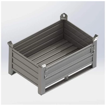 Tömör falú rakatolható tároló, professzionális, teher 1500 kg, szélesség x mélység 1200x800 mm, 1 fali fedél, csúszótalpakkal, szürke RAL7005