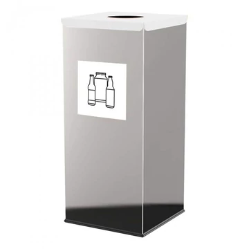 SQUER hulladékgyűjtő, 50 l térfogatú, rozsdamentes acél tartály, fehér színű