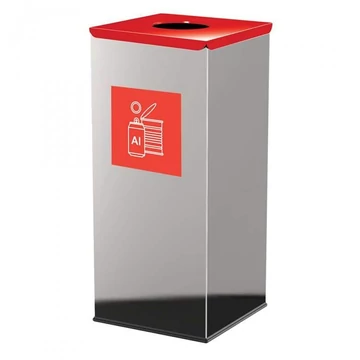 SQUER hulladékgyűjtő, térfogat 50 l, rozsdamentes acél tartály, piros szín